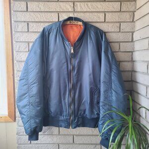 Vintage 90s 'Mil-Spex' navy zip-up military bomber jacket men's XL